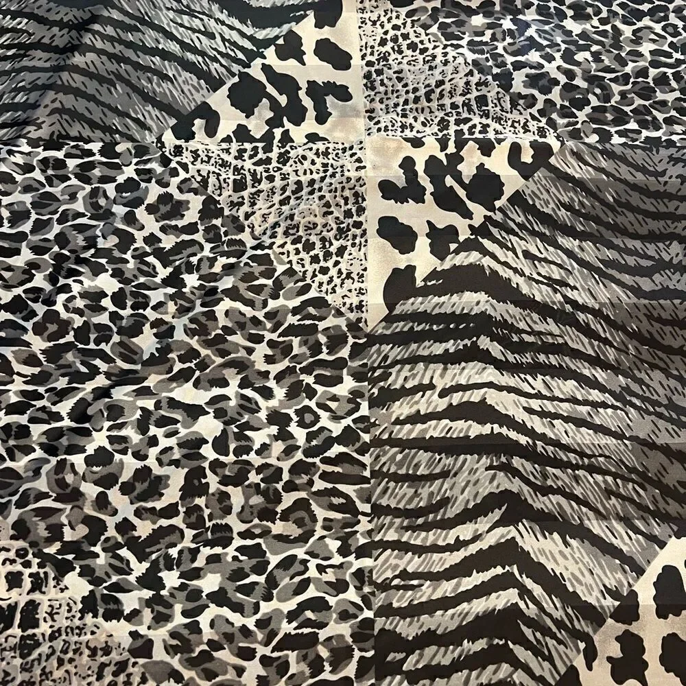 NWT Cejon Black Animal Print Large scarf. 34 x 35”